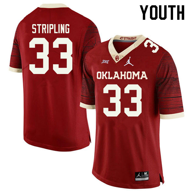 Jordan Brand Youth #33 Marcus Stripling Oklahoma Sooners College Football Jerseys Sale-Retro
